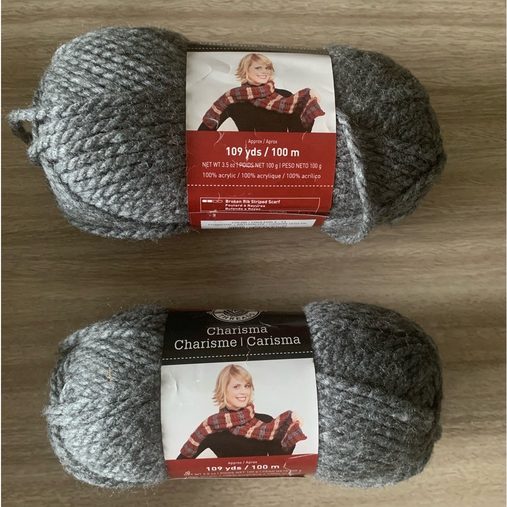 NWT 2 Loops & Threads Charisma Yarns in Grey Color Approximately 109 yds / 100 m